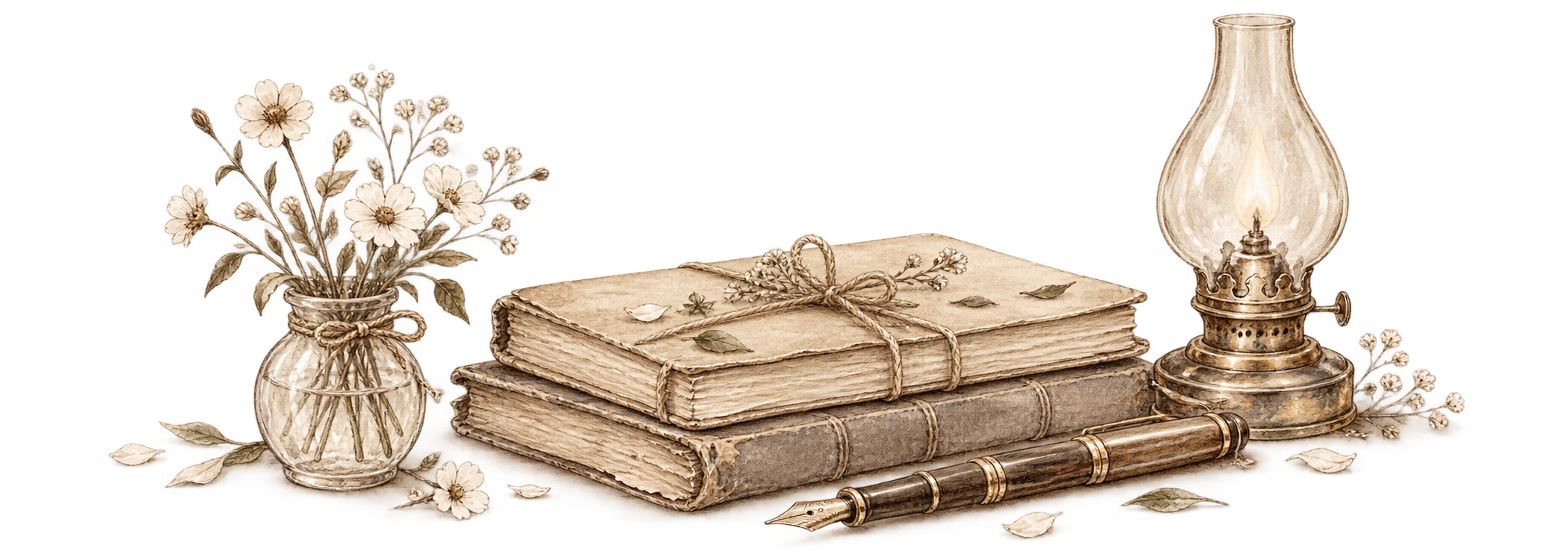 Libri e una tazza, illustrazione del diario